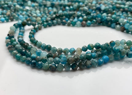 BEST DEAL 3 mm Natural Faceted Round Apatite Gemstone Beads Genuine Natural Blue Apatite Gemstone Loose Beads 15.5 Inches Strand #2057