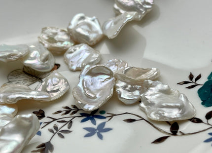 2 Pieces 18-22 x 25x28 mm Limited Edition Rare Irregular Keishi Natural White Freshwater Pearl Beads, Genuine Natural Cultured Pearls #456