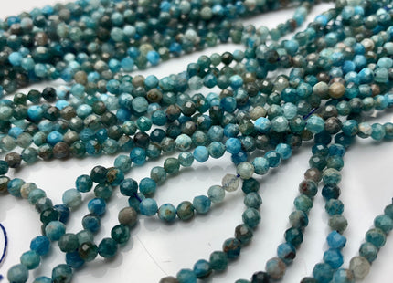 BEST DEAL 3 mm Natural Faceted Round Apatite Gemstone Beads Genuine Natural Blue Apatite Gemstone Loose Beads 15.5 Inches Strand #2057