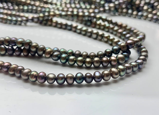 3.5-4 mm AAA Abalone Gray Color Potato Freshwater Pearl Beads Genuine High Luster With Iridescent Gray Color Freshwater Seed Pearls #1531