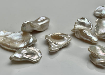 2 Pieces 18-22 x 25x28 mm Limited Edition Rare Irregular Keishi Natural White Freshwater Pearl Beads, Genuine Natural Cultured Pearls #456