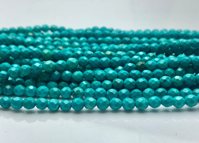 4 mm Faceted Round Blue Green Turquoise Beads Highly Polished Gemstone Loose Beads 15.5 Inches Strand #3252