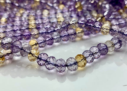 4x6 mm AAA Top Quality Half Strand Faceted Rondelle Ametrine Gemstone Beads Genuine Natural Color Ametrine Loose Beads 8 Inches #2402