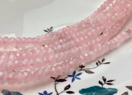 5x8 mm AAA Natural Color Faceted Rondelle Rose Quartz Gemstone Top Quality Micro Faceted Rose Quartz Loose Beads 15 Inches 80 Beads #3503