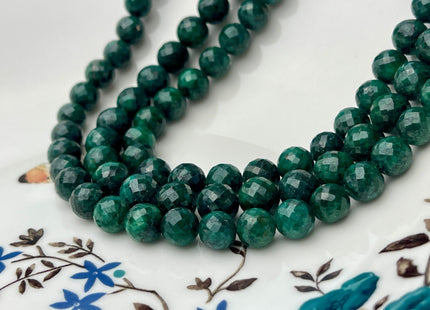 One Piece 8-9 mm Natural Emerald Gemstone Beads Faceted Round Shape Genuine Green Emerald Gemstone Bead #4164