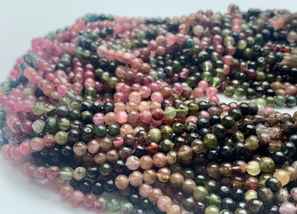 4 mm 100% All Natural Multi Color Smooth Round Tourmaline Beads Genuine High Quality Pink Green Tourmaline Beads 13 Inches Strand #2941