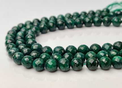 One Piece 8-9 mm Natural Emerald Gemstone Beads Faceted Round Shape Genuine Green Emerald Gemstone Bead #4164