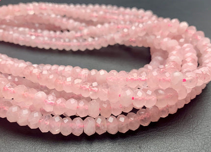 5x8 mm AAA Natural Color Faceted Rondelle Rose Quartz Gemstone Top Quality Micro Faceted Rose Quartz Loose Beads 15 Inches 80 Beads #3503