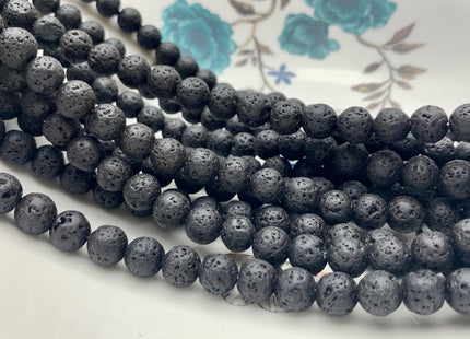 6mm 8mm 10mm Lava Round Beads Black Color Organic Volcanic Rock Stone Beads 15.5 Inches Strand #2898