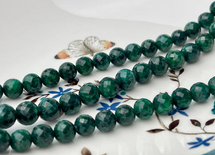 One Piece 8-9 mm Natural Emerald Gemstone Beads Faceted Round Shape Genuine Green Emerald Gemstone Bead #4164
