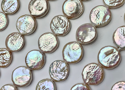 16-17 mm Natural White Freshwater Coin Pearls, Genuine Natural White Freshwater Pearls #1288