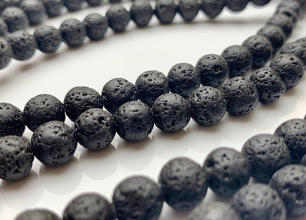 6mm 8mm 10mm Lava Round Beads Black Color Organic Volcanic Rock Stone Beads 15.5 Inches Strand #2898