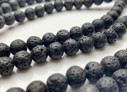6mm 8mm 10mm Lava Round Beads Black Color Organic Volcanic Rock Stone Beads 15.5 Inches Strand #2898