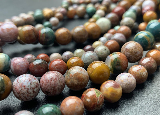 BEST DEAL 6mm 8mm 10mm AAA Smooth Round Ocean Jasper Gemstone Beads Genuine Green Brown Highly Polished Jasper Loose Beads 15.5 Inches #2788