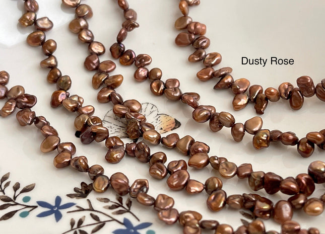 5x7 mm Top Drilled Keshi Freshwater Pearl Beads Dusty Rose/Bronze/Dark Chocolate Genuine Natural Top Drilled Cornflake Keshi Pearls #1152