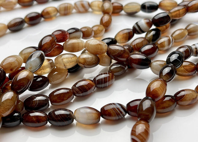 8x12 mm Smooth Barrel Shape Coffee Wave Line Agate Gemstone Beads Coffee Color Agate Gemstone Beads #2602