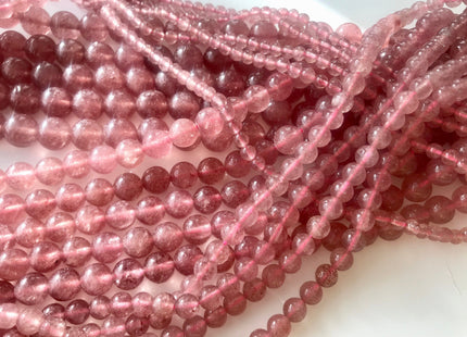4mm 6mm 8mm 10mm Natural Color Smooth Round Strawberry Quartz Gemstone Beads Natural Pink Strawberry Quartz Loose Beads #2372