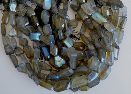 Natural Semi Precious Gemstone Rainbow Labradorite Beads Natural Color Diamond Cutting Flat Irregular Shape 10 Inch # 2084