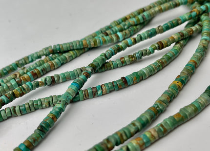 4mm AAA 100% All Natural Turquoise Heishi Rondelle Shape Genuine Beautiful Natural Color Turquoise Gemstones 16 Inches Strand #4241