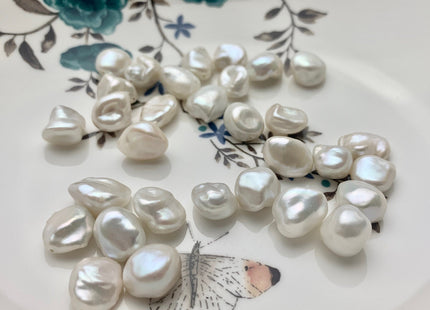 ONE Piece AAAAA 12-14 mm Top Quality High Luster Half Drilled Freshwater Keshi Pearl Beads Genuine Natural White Keshi Pearls #P1122-TH