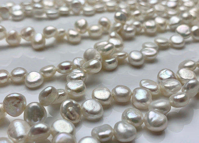 6-7x8mm AAA Very Rare Natural White Top Drilled Keshi Nugget Freshwater Pearl Genuine High Luster Dancing Smooth And Shiny Pearl #P1235