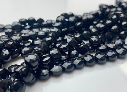 6 mm Micro Faceted Diamond Cut Black Color Onyx Gemstone Flat Coin Disc Shape Gemstone Beads Genuine Onyx 15 Inches Strand #2835