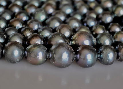 Large Hole Half Strand Edison Dark Peacock Freshwater Pearls Graduated Off Round Shape Hole 2.2mm Beads Size Approx. 12-16mm #769