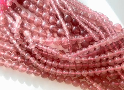 4mm 6mm 8mm 10mm Natural Color Smooth Round Strawberry Quartz Gemstone Beads Natural Pink Strawberry Quartz Loose Beads #2372