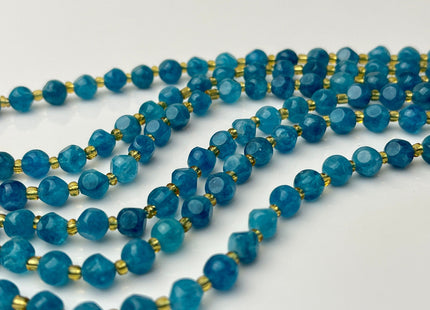 6 mm Faceted Star Cut Apatite Gemstone Beads Genuine Faceted Blue Apatite Gemstone Loose Beads 15 Inches Strand 50 Beads #4195