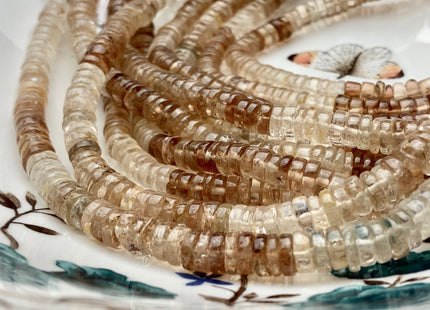 6.5mm 7mm 8mm 100% All Natural Smooth Heishi Translucent Brown Imperial Topaz Gemstone Beads Genuine Natural Topaz 8 Inches Strand #3703