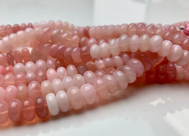 7mm 8mm 9mm AAA Natural Multi Pink Peru Opal Smooth Rondelle Gemstone Beads Genuine Pink Opal Gemstone Loose Beads 8 Inches Strand #2498