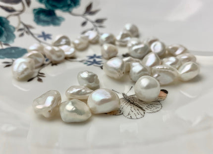 ONE Piece AAAAA 12-14 mm Top Quality High Luster Half Drilled Freshwater Keshi Pearl Beads Genuine Natural White Keshi Pearls #P1122-TH