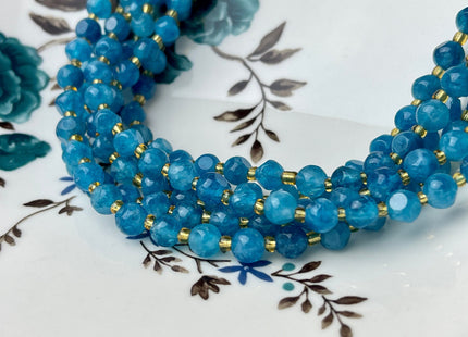 6 mm Faceted Star Cut Apatite Gemstone Beads Genuine Faceted Blue Apatite Gemstone Loose Beads 15 Inches Strand 50 Beads #4195