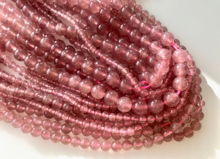4mm 6mm 8mm 10mm Natural Color Smooth Round Strawberry Quartz Gemstone Beads Natural Pink Strawberry Quartz Loose Beads #2372