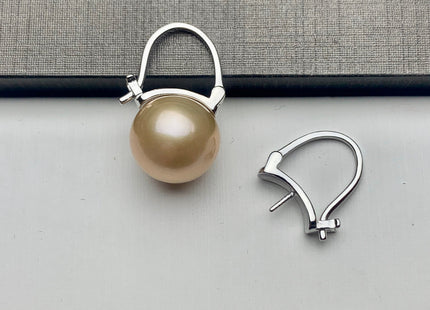 One Pair 925 Sterling Silver/Gold Simple Earring Hoops Genuine 925 Sterling Silver Loop Earring Mount Finding For Half Drilled Pearl #10098