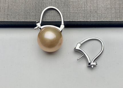 One Pair 925 Sterling Silver/Gold Simple Earring Hoops Genuine 925 Sterling Silver Loop Earring Mount Finding For Half Drilled Pearl #10098
