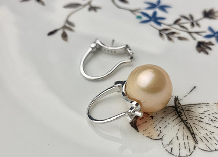 One Pair 925 Sterling Silver/Gold Simple Earring Hoops Genuine 925 Sterling Silver Loop Earring Mount Finding For Half Drilled Pearl #10098