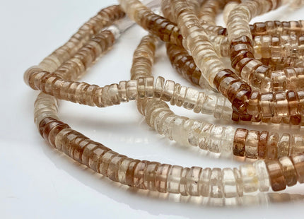 6.5mm 7mm 8mm 100% All Natural Smooth Heishi Translucent Brown Imperial Topaz Gemstone Beads Genuine Natural Topaz 8 Inches Strand #3703