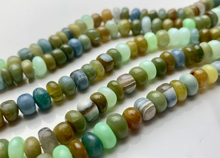 7mm 8mm 9mm 100% All Natural Smooth Rondelle Multi Opal Gemstone Beads Multi Blue Green Brown Opal Beads 8 Inches #3737