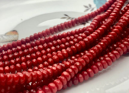 3x5 mm AAA Red Bamboo Coral Faceted Rondelle Gemstone Beads Quality Micro Faceted Bamboo Coral Gemstone Loose Bead 16 Inches Strand #3567