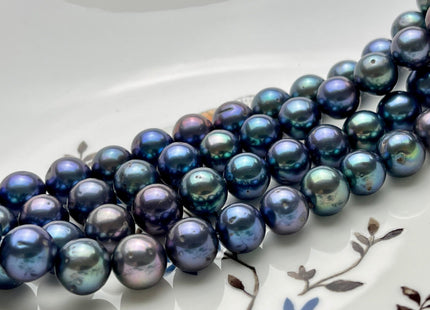 9-10 mm AAA Peacock Semi-Round Freshwater Pearls, Genuine Freshwater Pearl Beads, Lustrous Cultured Freshwater Pearls #1057