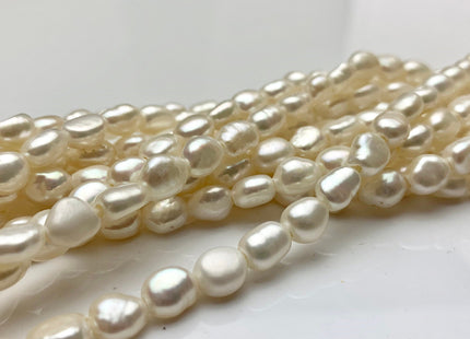 6x8 mm AAA Large Hole Natural White Rice Nugget Freshwater Pearls Hole Size 1.5mm Or 2.2mm Lustrous Genuine Rice Nugget Pearl Beads #P1068
