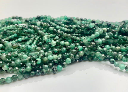 2mm 3mm AAA Natural Faceted Round Green Emerald Gemstone Beads Genuine Top Quality Emerald Tiny Gemstone Bead 15.5 inches Strand #3772