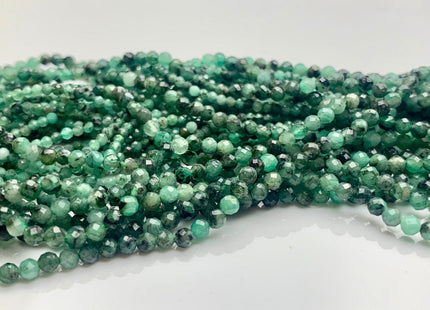 2mm 3mm AAA Natural Faceted Round Green Emerald Gemstone Beads Genuine Top Quality Emerald Tiny Gemstone Bead 15.5 inches Strand #3772