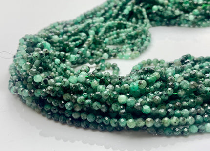 2mm 3mm AAA Natural Faceted Round Green Emerald Gemstone Beads Genuine Top Quality Emerald Tiny Gemstone Bead 15.5 inches Strand #3772
