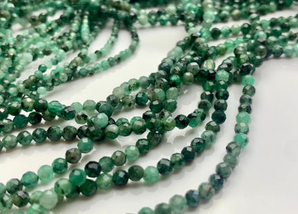 2mm 3mm AAA Natural Faceted Round Green Emerald Gemstone Beads Genuine Top Quality Emerald Tiny Gemstone Bead 15.5 inches Strand #3772