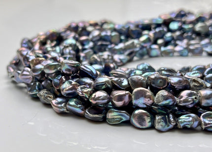 6-7x7-8 mm High Luster Blue Rainbow Peacock Color Keshi Nugget Freshwater Pearl Beads Genuine Peacock Keshi Nugget Pearl #P1861