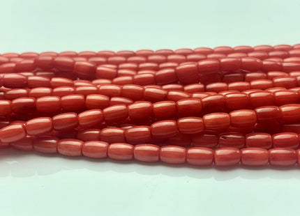 3x5 mm 4x6 mm AAA Red Bamboo Coral Smooth Barrel Shape Red Bamboo Coral Gemstones Loose Beads 15.5 Inches Strand 67 Pieces #3565