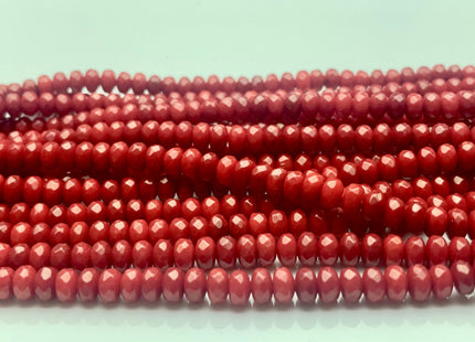 3x5 mm AAA Red Bamboo Coral Faceted Rondelle Gemstone Beads Quality Micro Faceted Bamboo Coral Gemstone Loose Bead 16 Inches Strand #3567