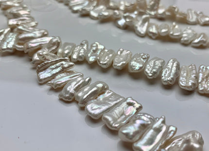 7 x 20-22 mm Natural White Biwa Stick Freshwater Pearl Beads, Genuine Cultured Center Drilled Pearl Beads,Natural Pearl Beads #566